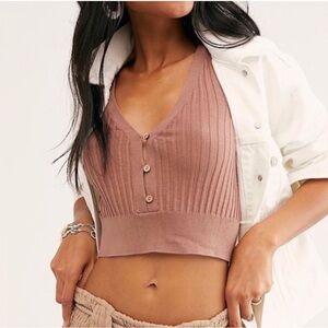 Free People Intimately pullover brown ribbed stretch knit vest Size XS